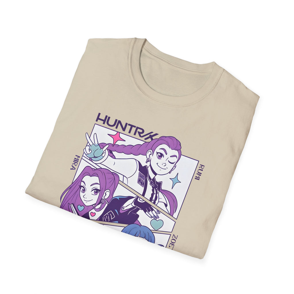 K-Pop Demon Hunter Huntrix T-Shirt with Rumi, Mira, and Zoey Design