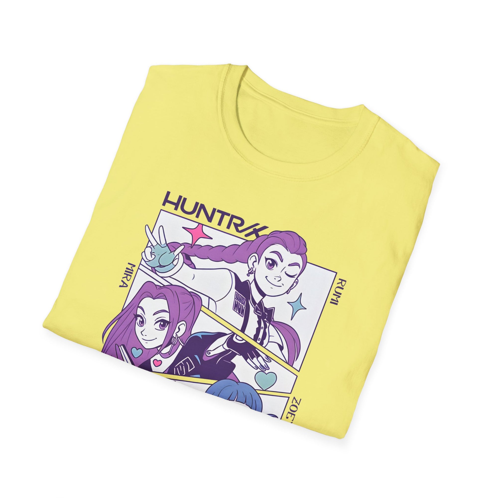 K-Pop Demon Hunter Huntrix T-Shirt with Rumi, Mira, and Zoey Design