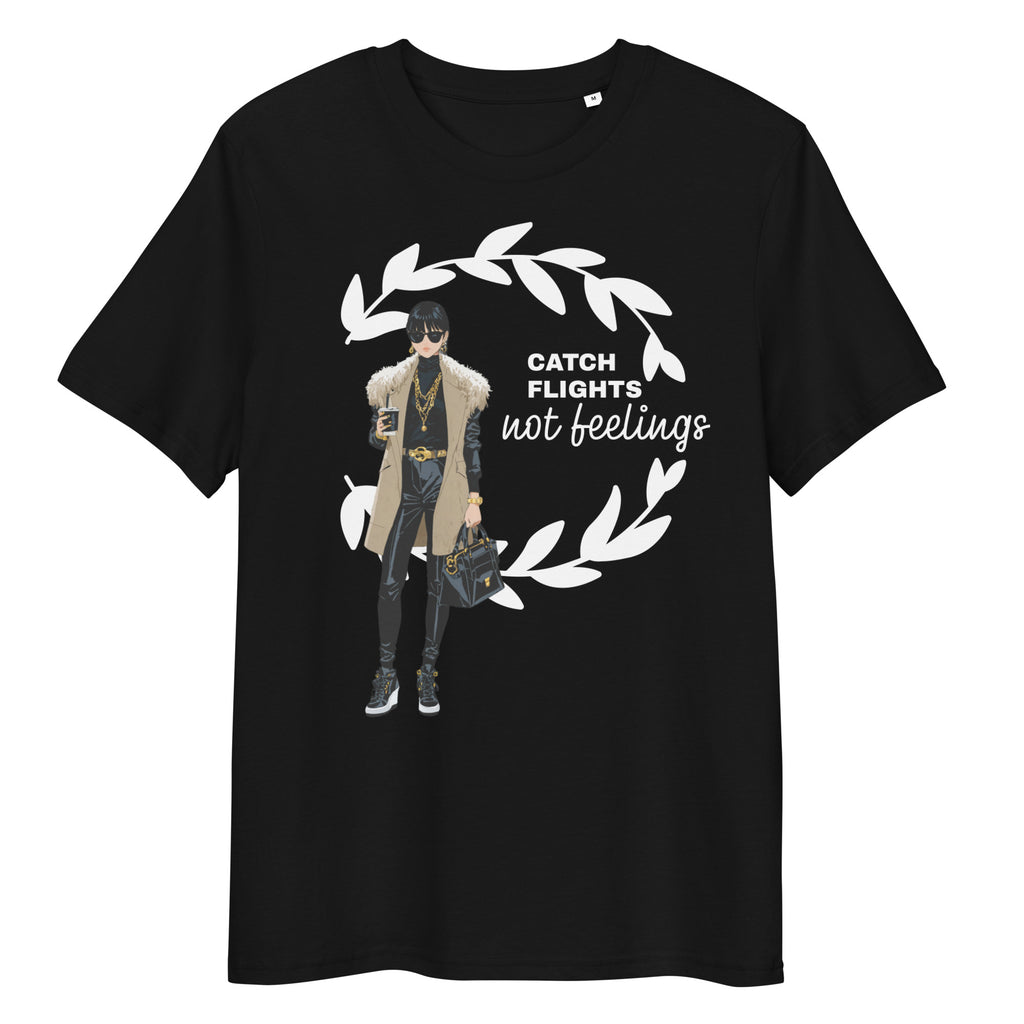 Catch Flights Not Feelings Unisex Organic ribbed neck t-shirt