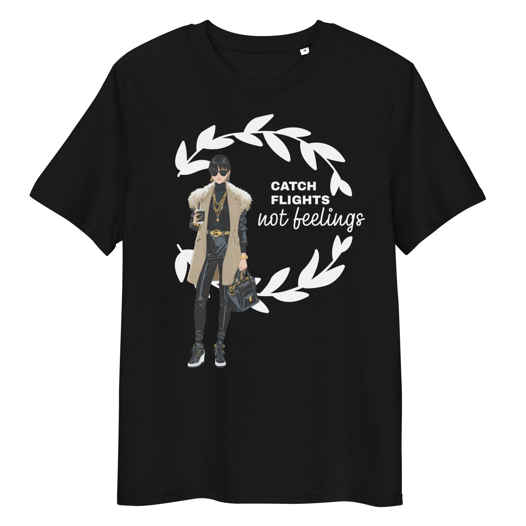 Catch Flights Not Feelings Unisex Organic ribbed neck t-shirt