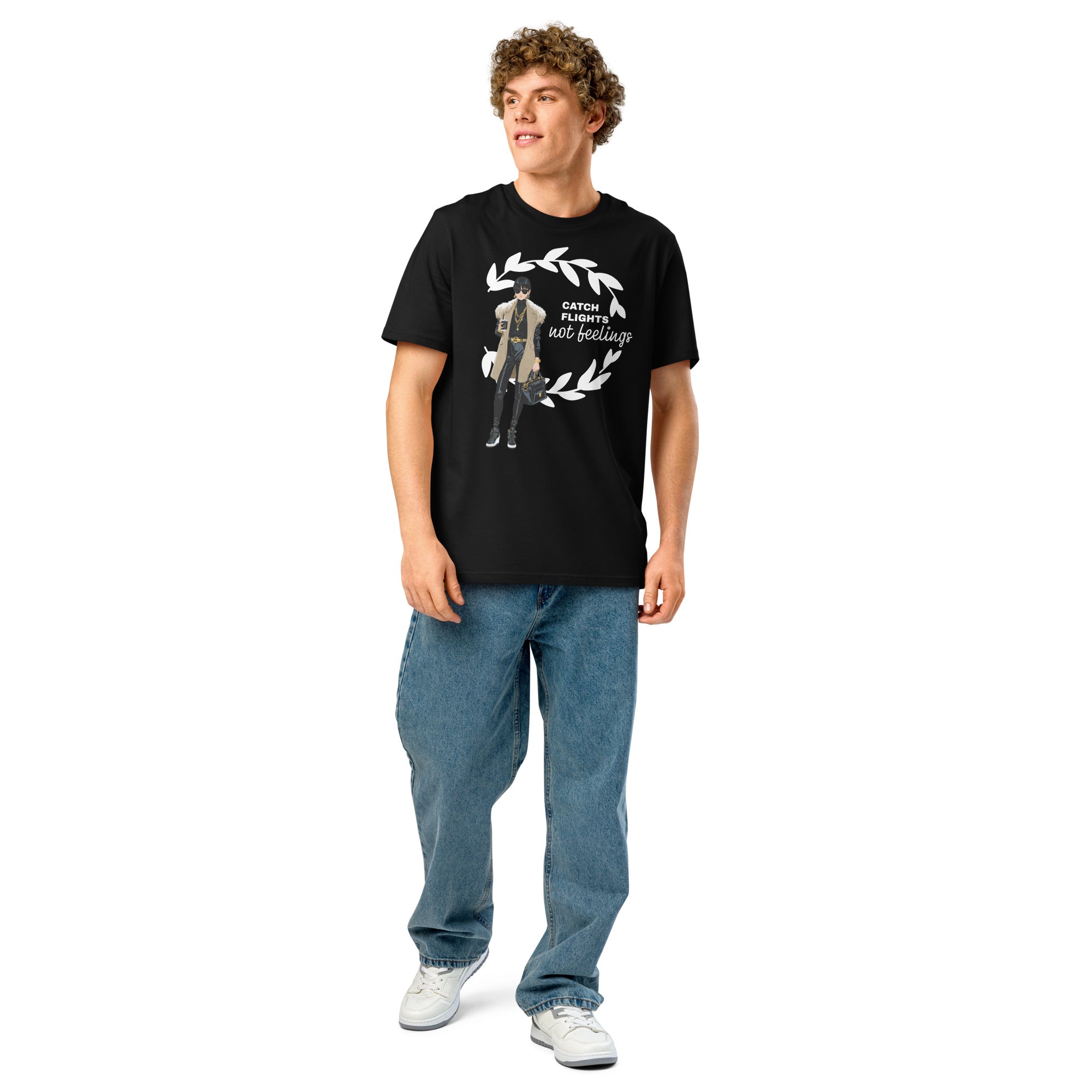 Catch Flights Not Feelings Unisex Organic ribbed neck t-shirt