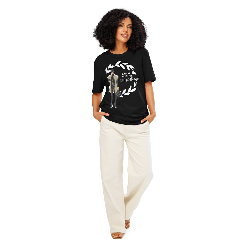 Catch Flights Not Feelings Unisex Organic ribbed neck t-shirt