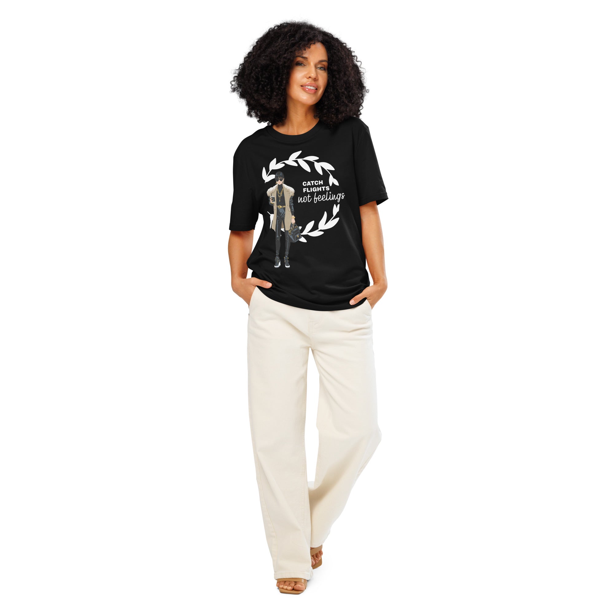 Catch Flights Not Feelings Unisex Organic ribbed neck t-shirt