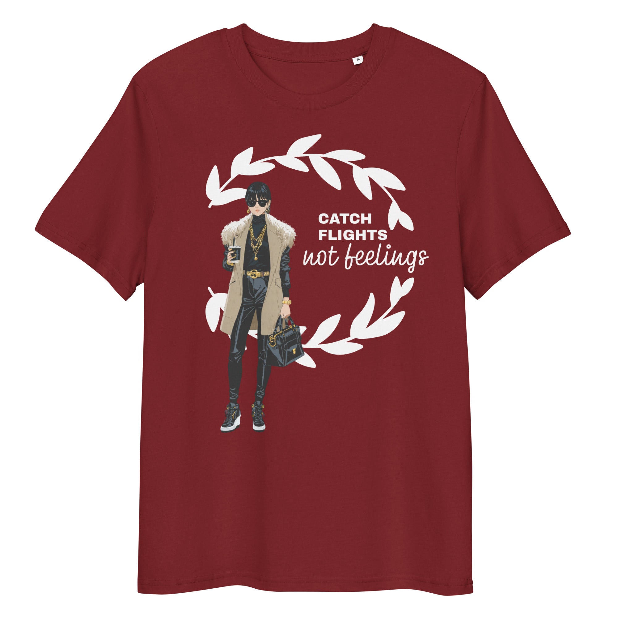 Catch Flights Not Feelings Unisex Organic ribbed neck t-shirt