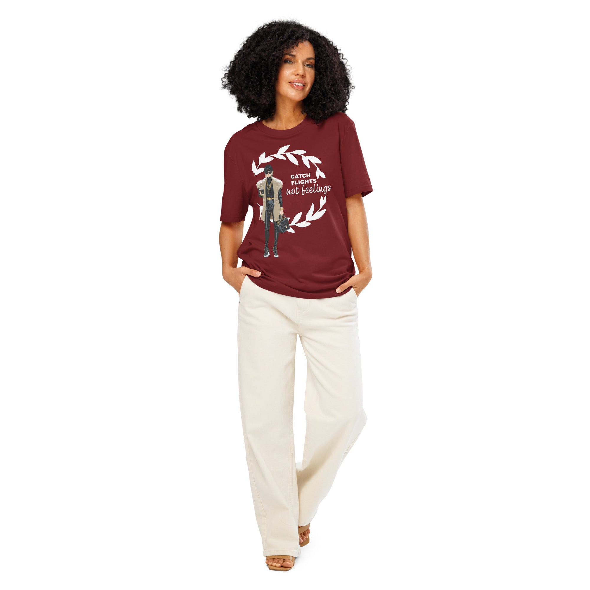 Catch Flights Not Feelings Unisex Organic ribbed neck t-shirt