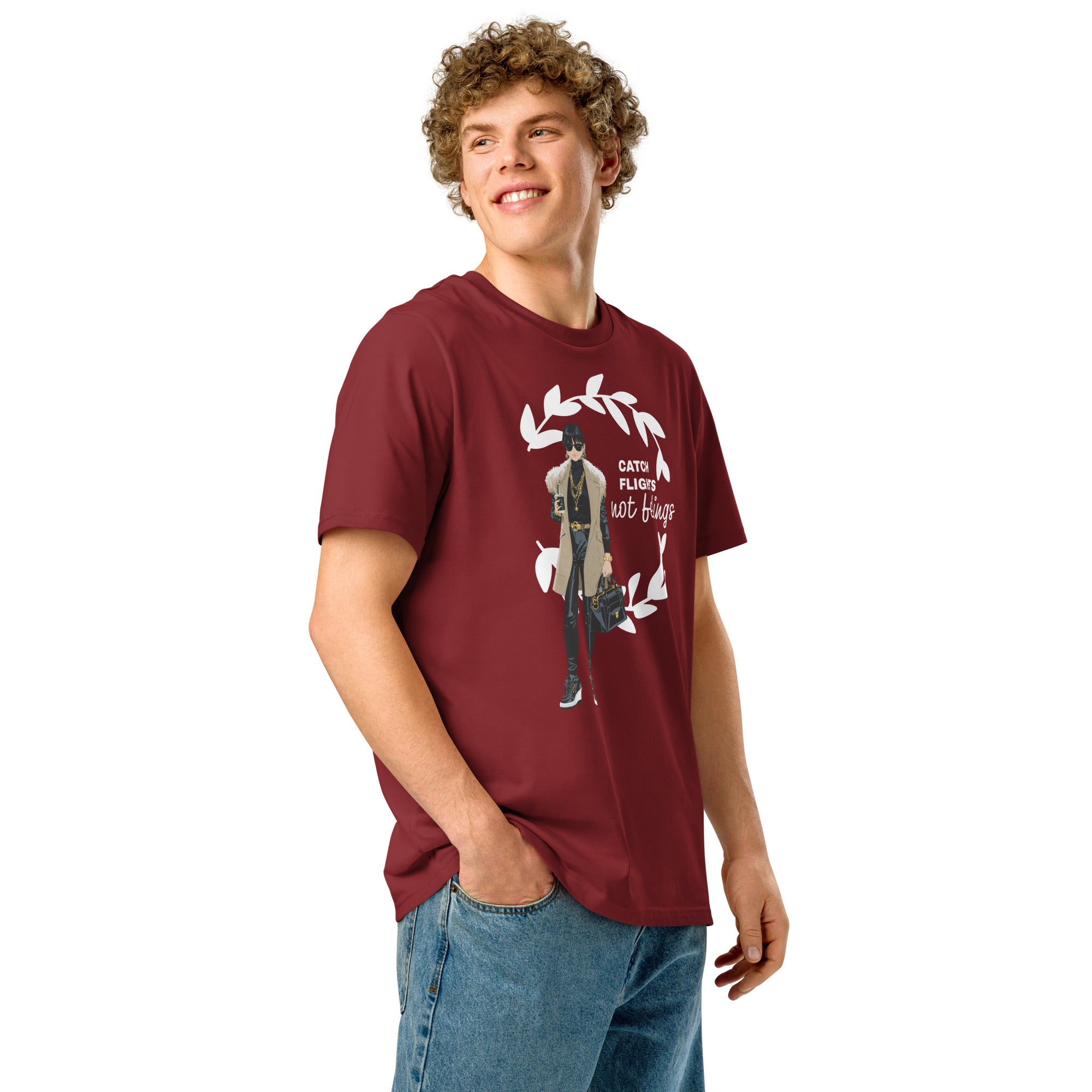 Catch Flights Not Feelings Unisex Organic ribbed neck t-shirt