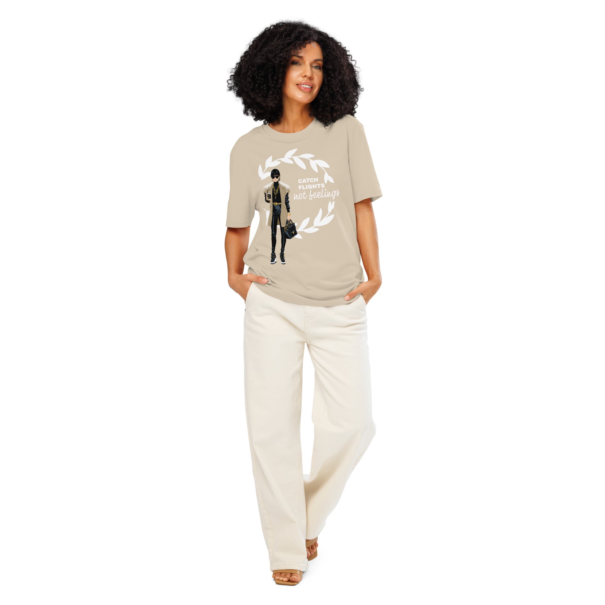 Catch Flights Not Feelings Unisex Organic ribbed neck t-shirt