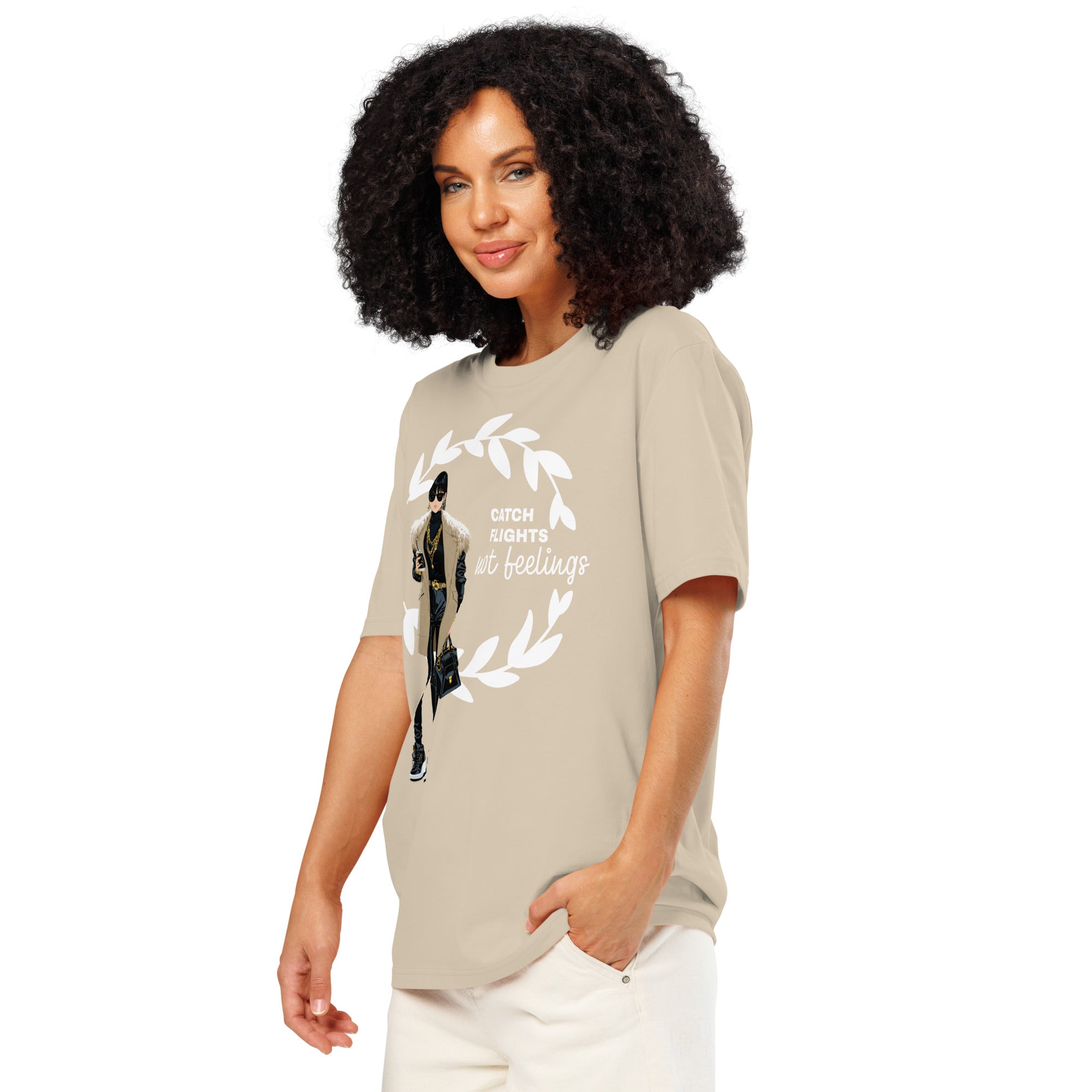 Catch Flights Not Feelings Unisex Organic ribbed neck t-shirt
