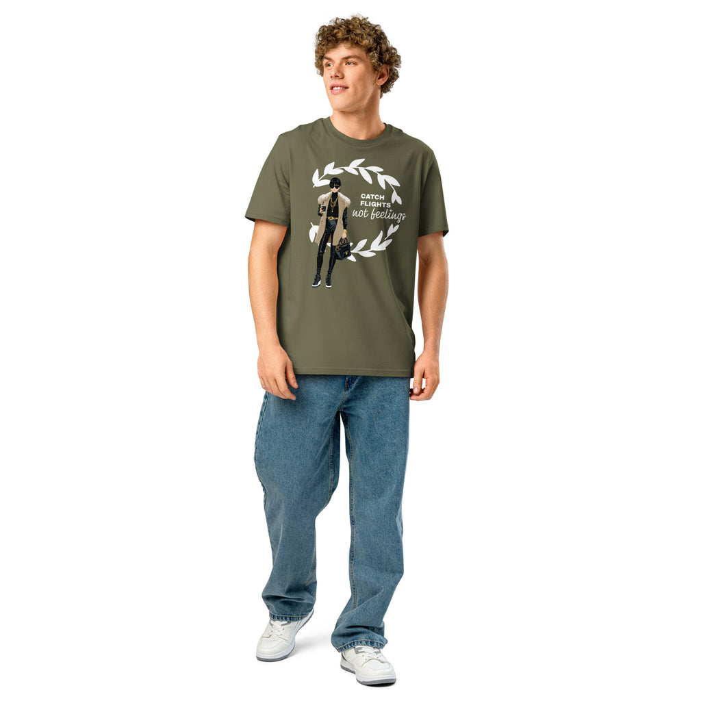 Catch Flights Not Feelings Unisex Organic ribbed neck t-shirt