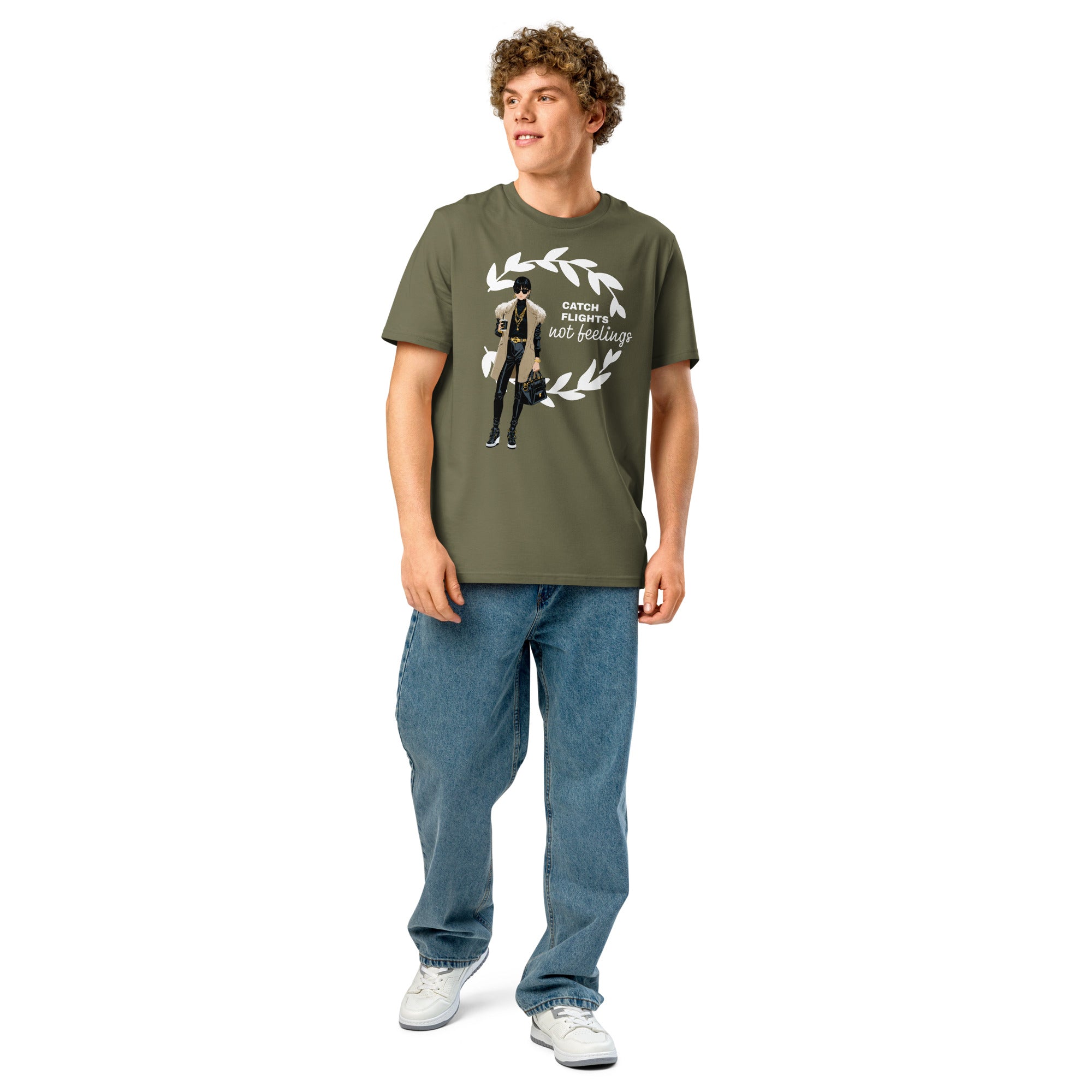 Catch Flights Not Feelings Unisex Organic ribbed neck t-shirt