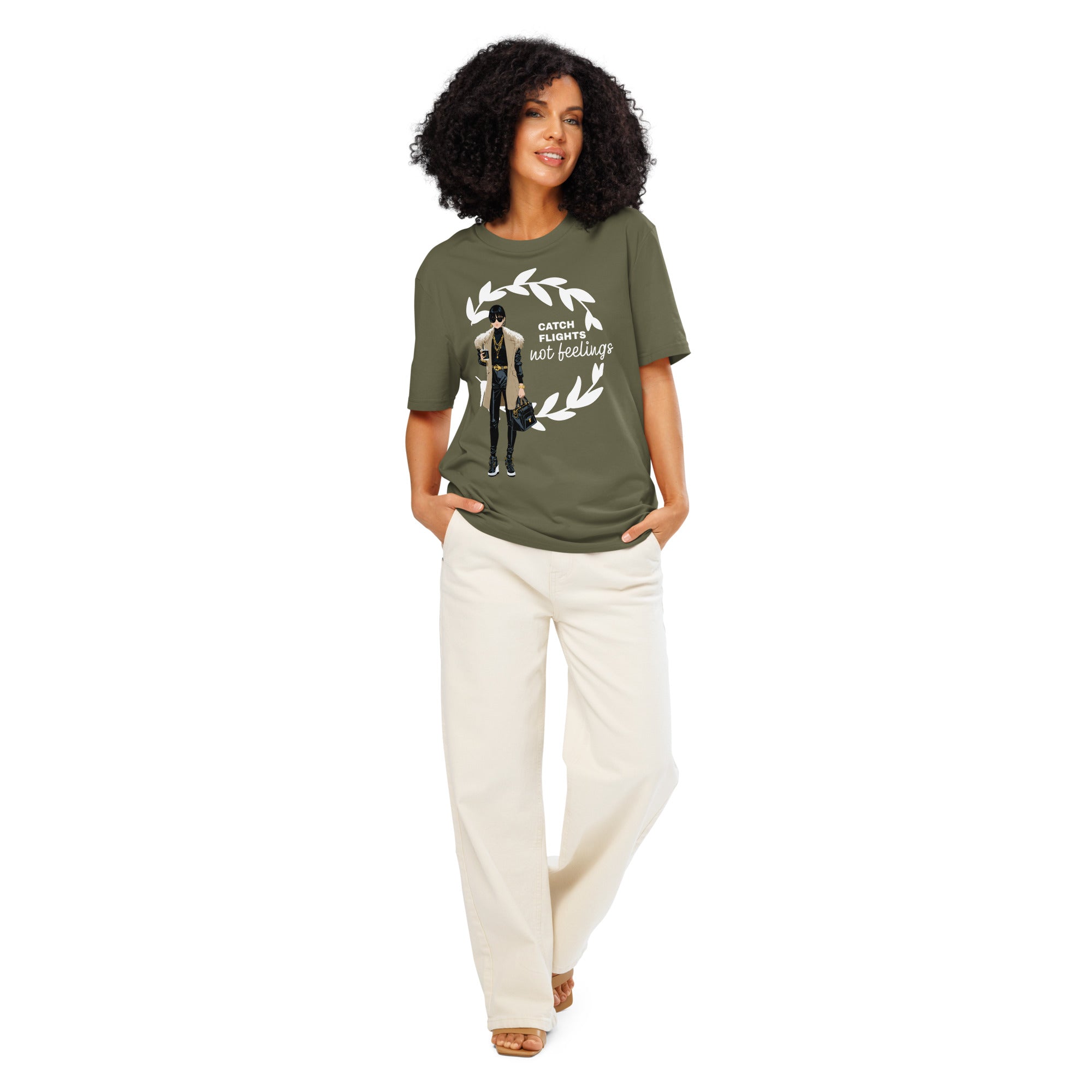 Catch Flights Not Feelings Unisex Organic ribbed neck t-shirt