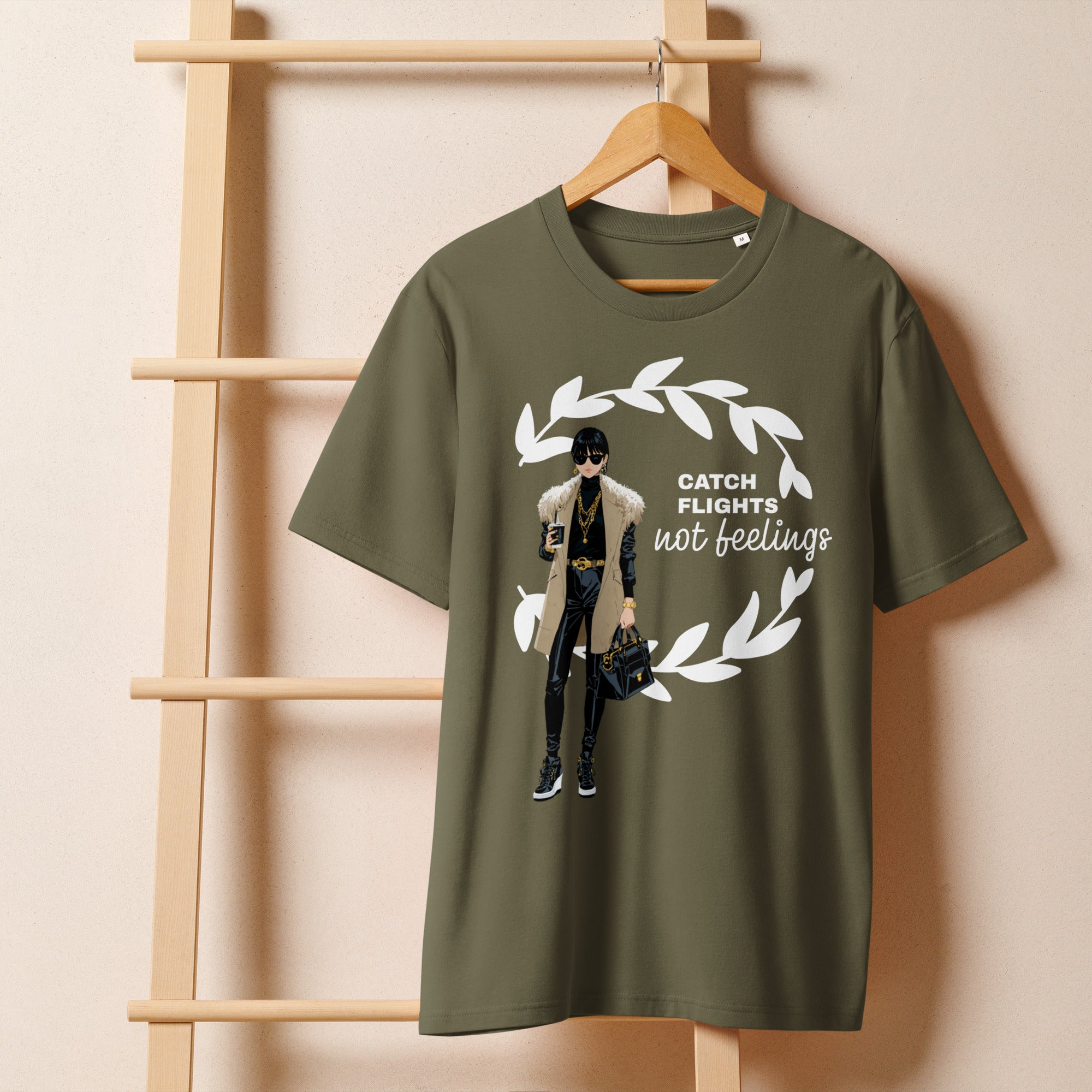 Catch Flights Not Feelings Unisex Organic ribbed neck t-shirt